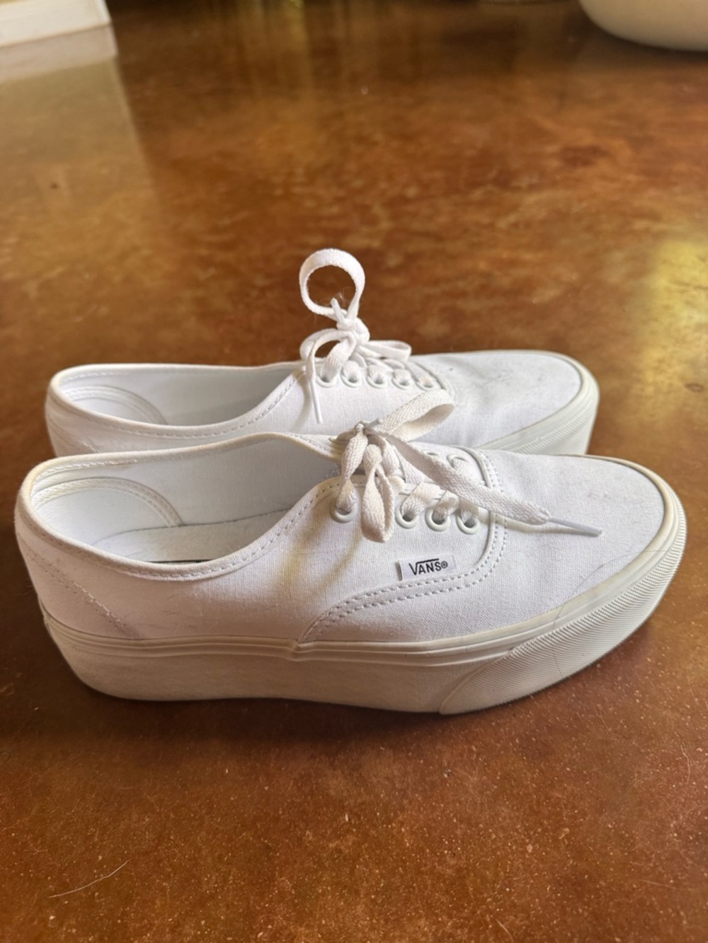 Vans White Platform Canvas Sneakers for Women